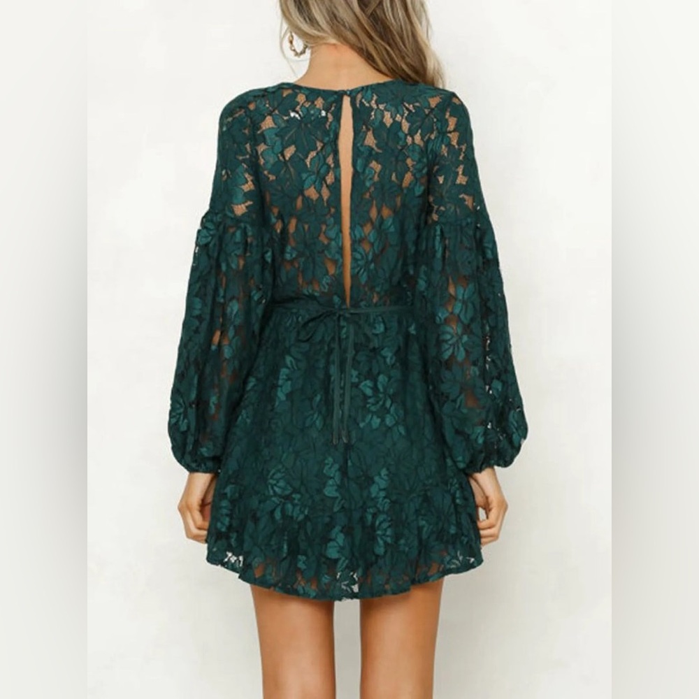 SHOWPO FAUX WRAP LACE MINI DRESS - Picture 10 of 10
